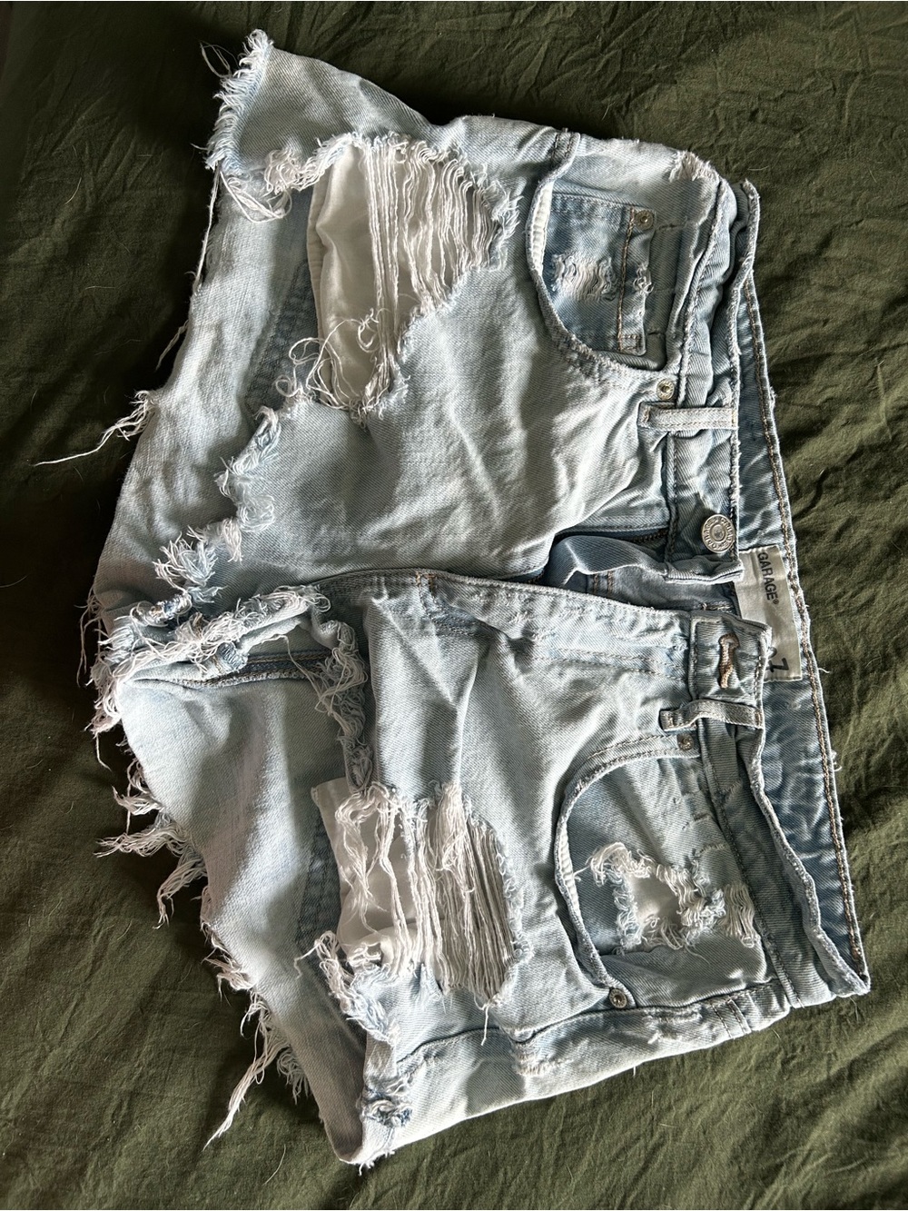 Garage Light Blue Distressed Denim Jean Shorts